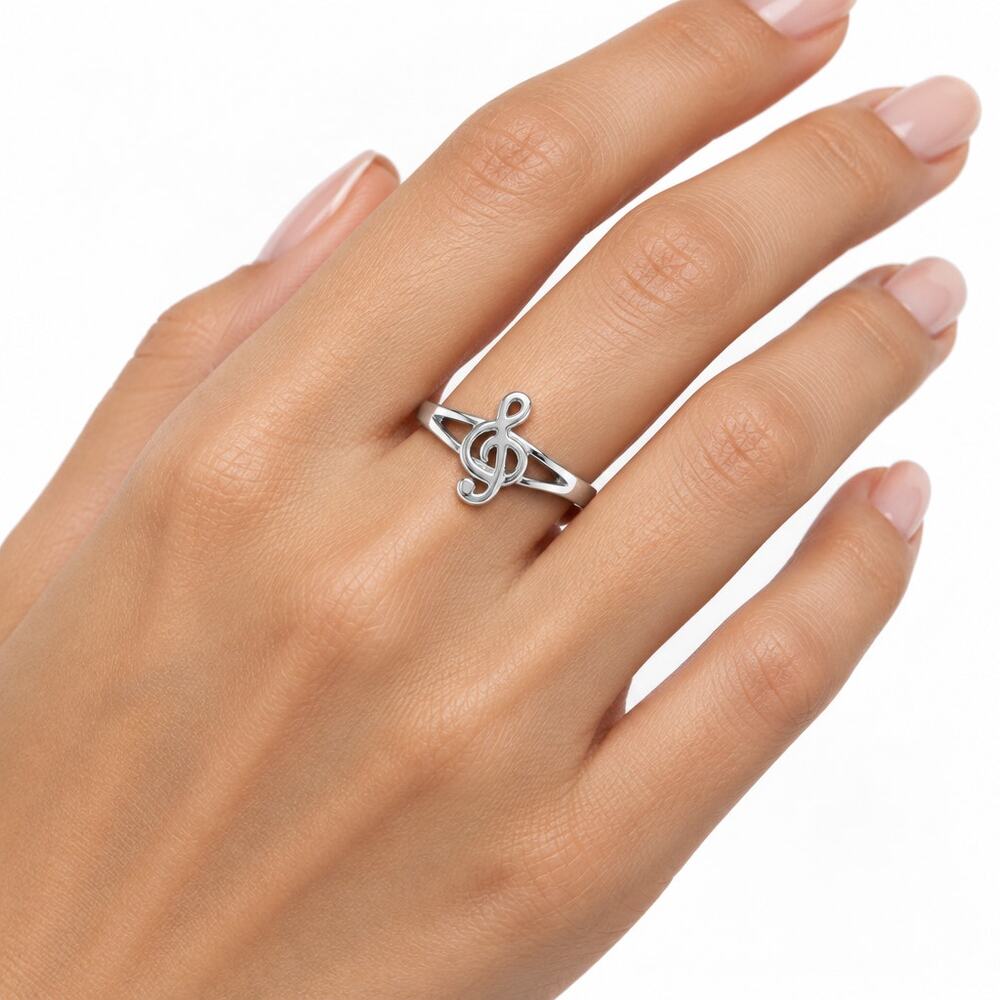 Sterling Silver 925 Treble Clef Music Note Ring Size 5